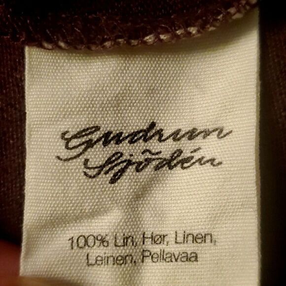GUDRUN SJODEN TUNIC in LINEN Brown Womens Size Small Lagenlook Minimalist - Picture 7 of 7